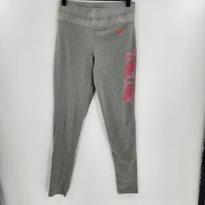 Nike medium gray leggings high rise waist logo